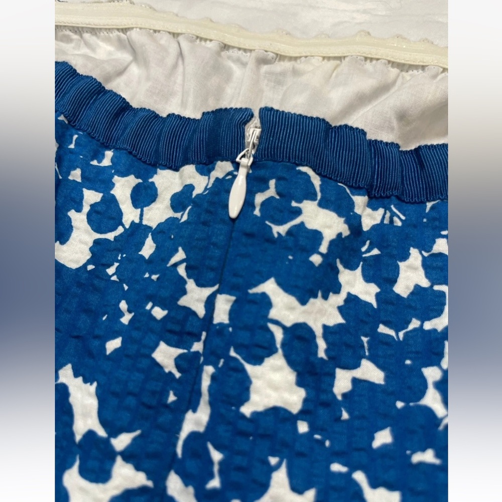 J Crew Strapless Boeing Midi Dress Blue White Flowers Women’s‎ 0 Fully Lined Zip - Picture 14 of 15
